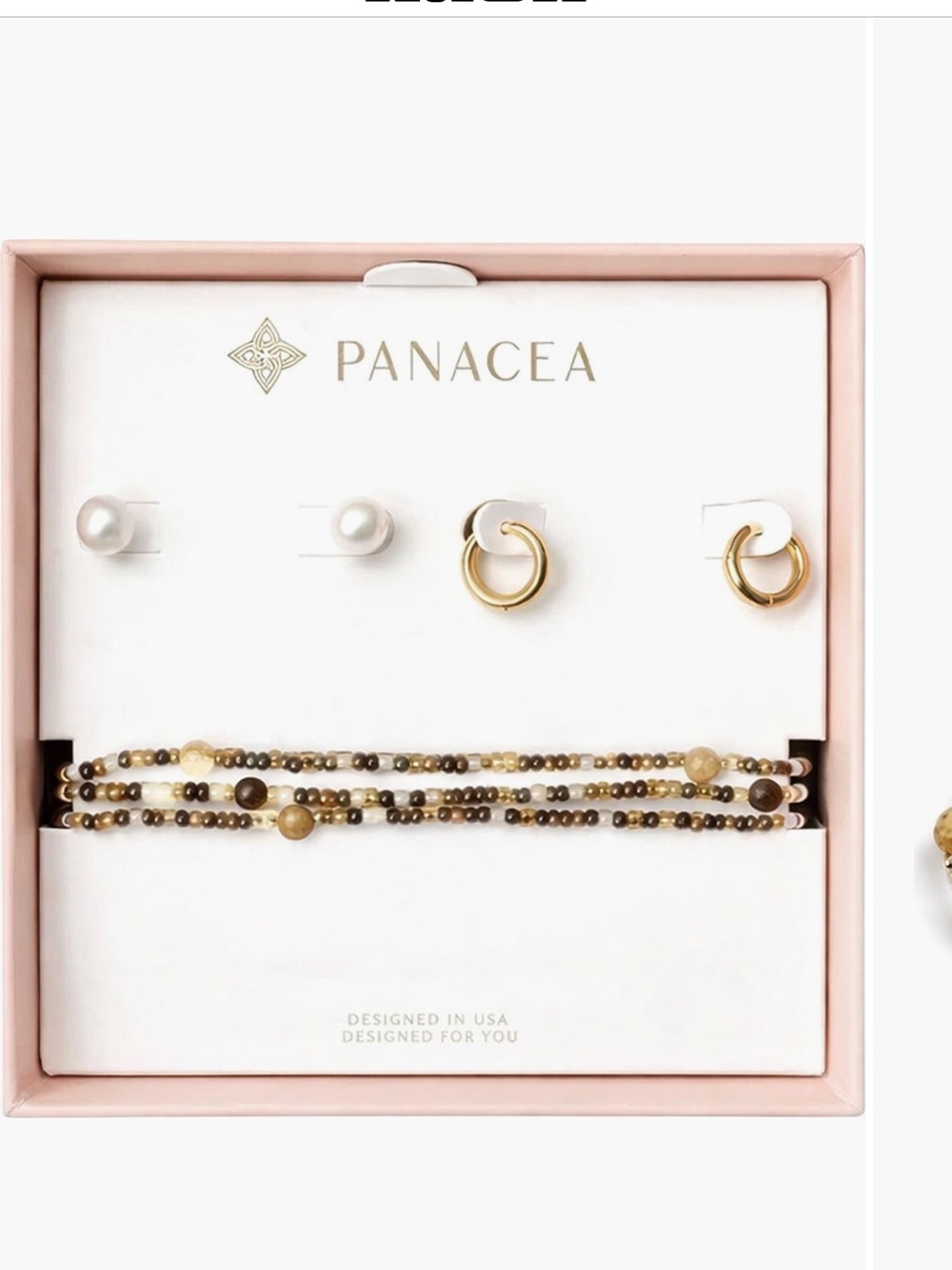 Panacea Gold and Brown Beaded Layered Necklace and Earring Set